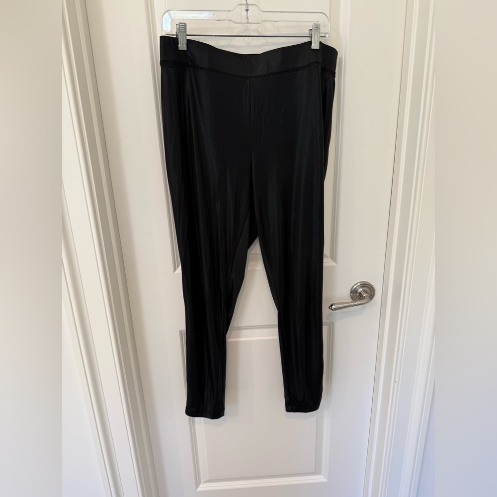 Eloquii Black Satin-y Shine Leggings Size 14